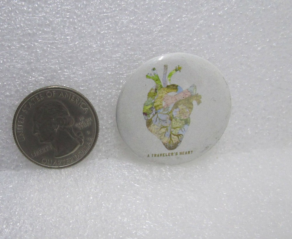 A Traveler's Heart Button Pin