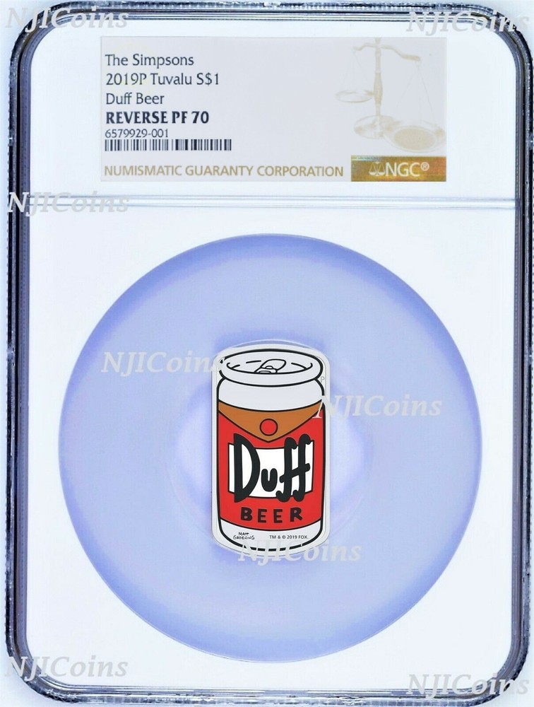 2019 The Simpson Simpsons Duff Beer Rectangular $1 1oz Silver COIN NGC PF 70