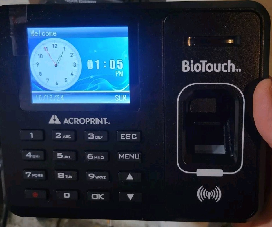 Acroprint BioTouch Time Clock Automatic Biometric Fingerprint OPEN BOX