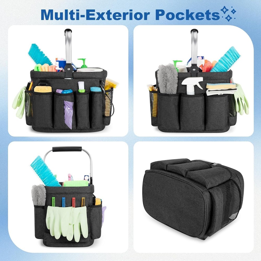 Chic Foldable Cleaning Caddy - 20L Capacity, Durable Nylon & Multi-Pocket Design