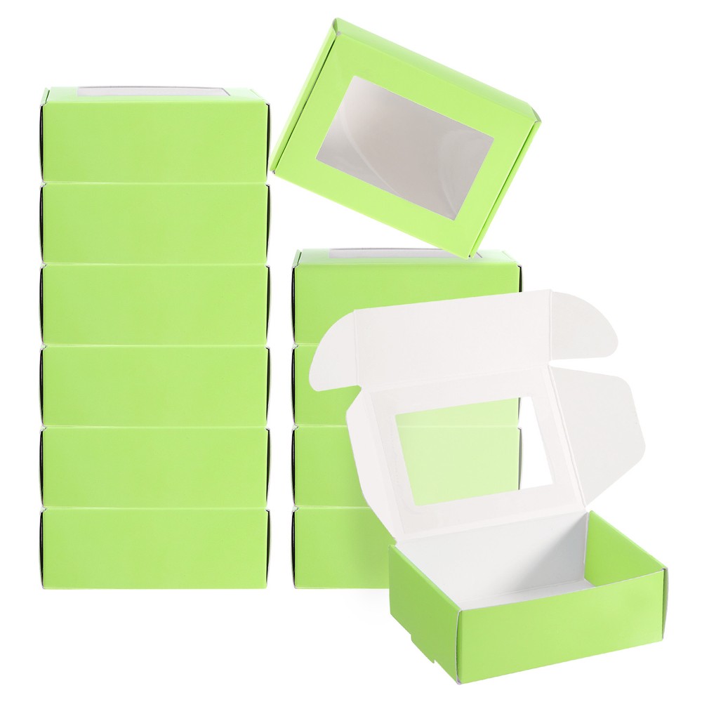 3.3x2.4x1.2" Paper Soap Box with Window, 20 Pack Soap Boxes Rectangle, Green