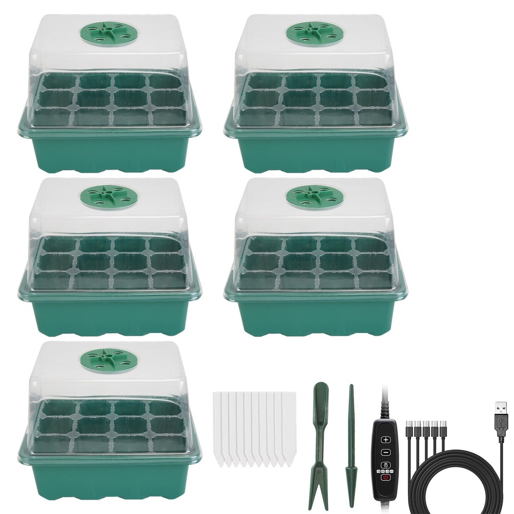 Seed Starter Tray with Grow Light & Humidity Dome, 5-Level Brightness