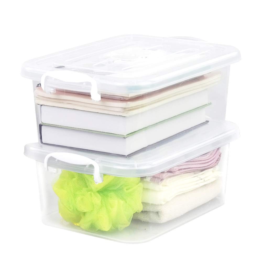 8 Quart Clear Plastic Storage Boxes with Lids and Handles, 2 Packs