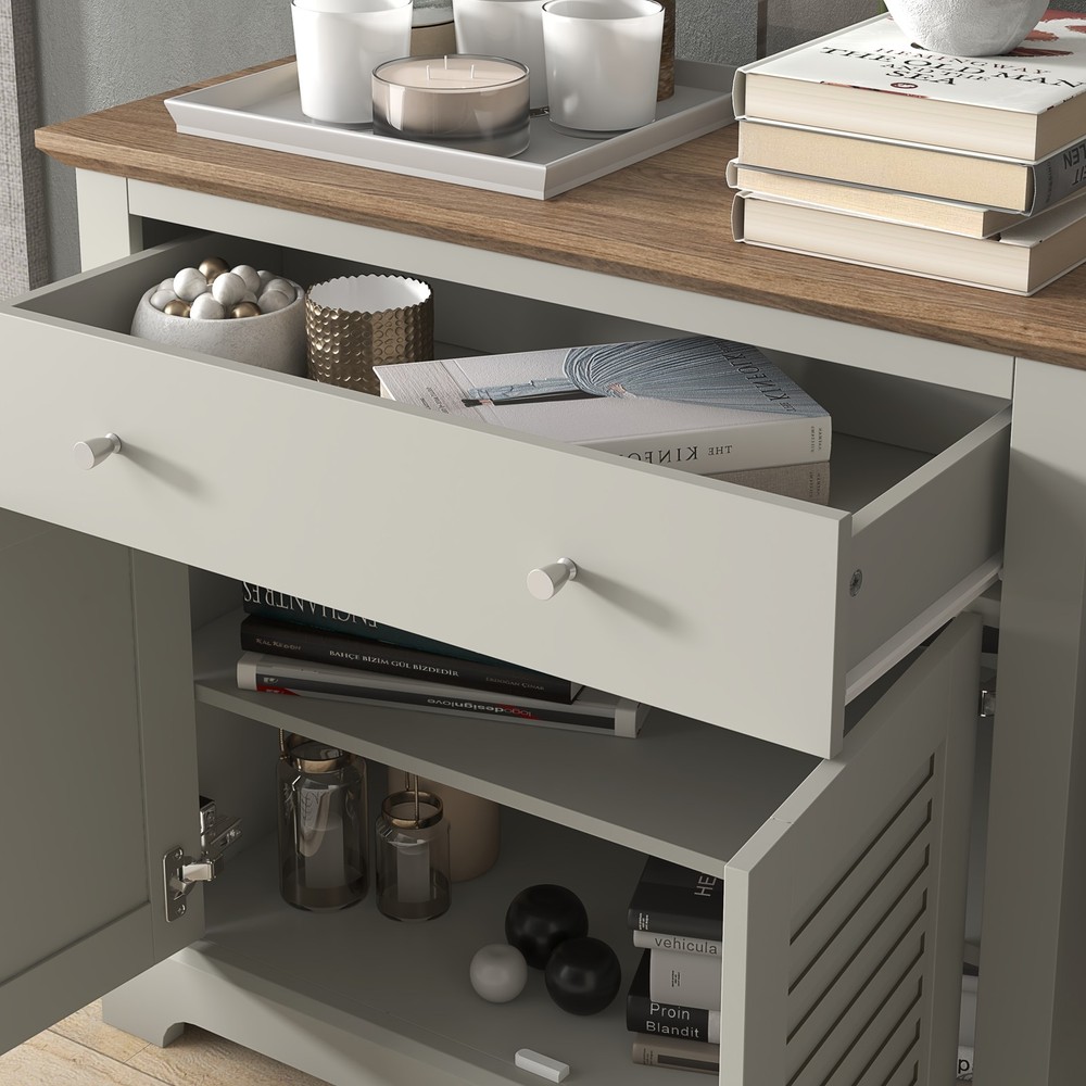 HOMCOM 2-Door & Drawer Sideboard - Modern Adjustable Shelf Cabinet