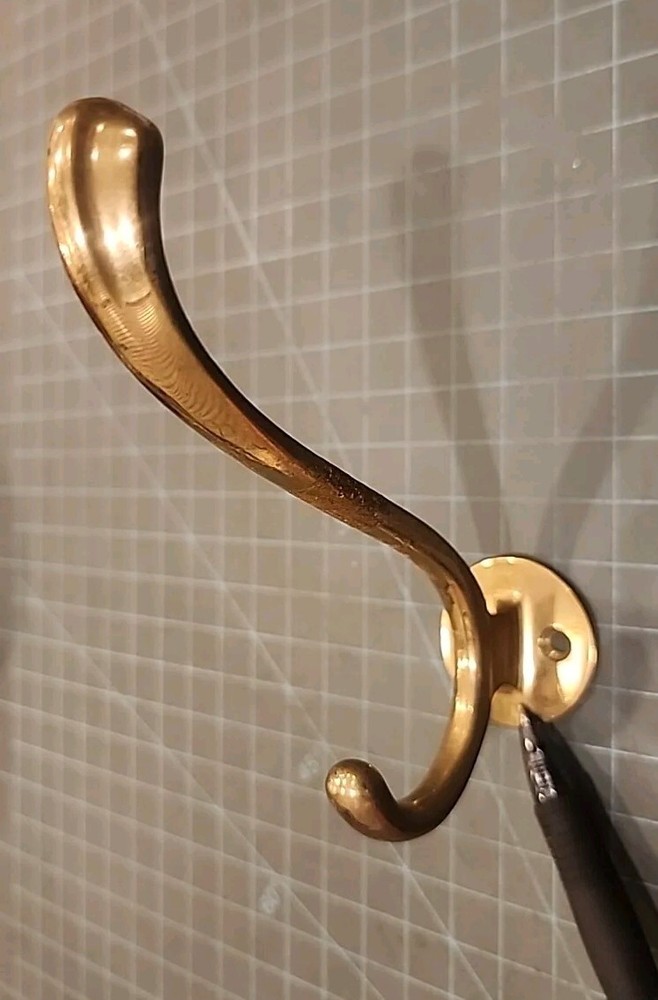 Antique Brass Double Tip  Coat Hat Hook Halltree - gwBR