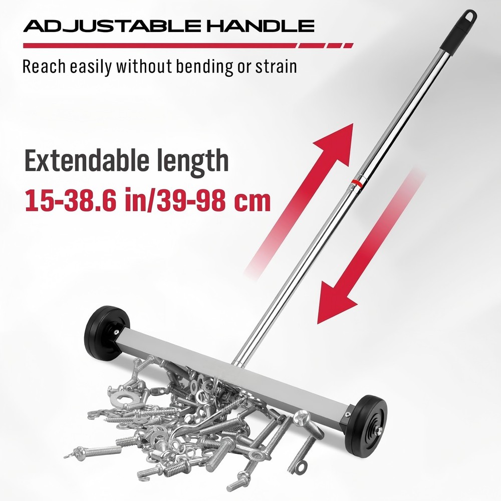 17" magnetic sweeper Pickup Tools with wheels Telescoping Adjustable Parts Trays