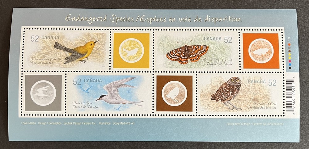 CANADA - 2008 :  Endangered Species, Sheet of 4
