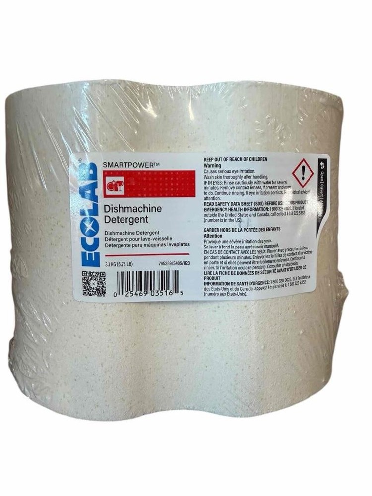 6 Pack 6.75LB each Ecolab SmartPower Solid Dishwasher Machine Detergent 6101202