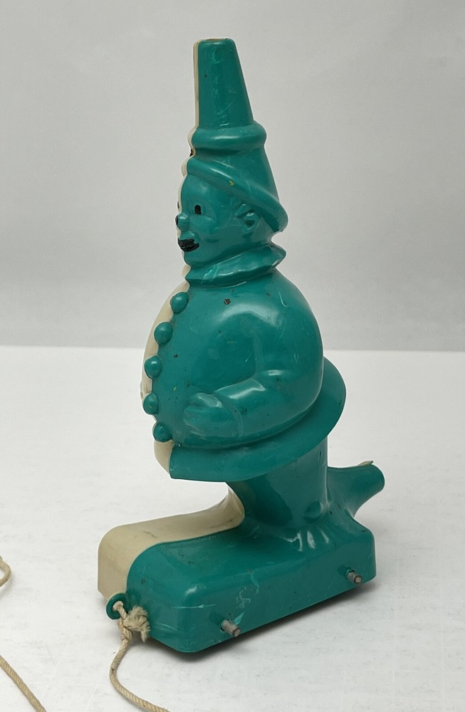 Rare Two Color Plastic Clown Pull Toy