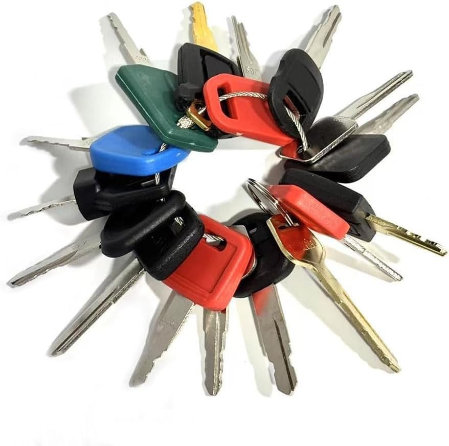 16-Piece Construction Machine Operator Key Set - Includes Bonus Keys & Guides