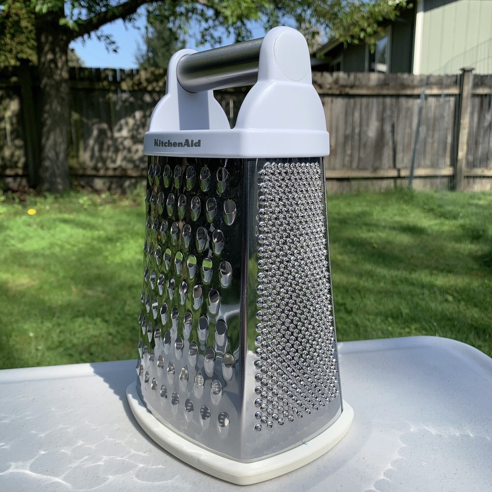 KitchenAid Stainless Steel Box Grater, 4 Sided with White Handle - NICE!