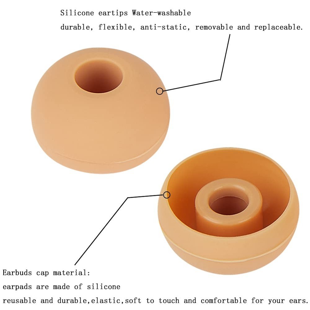 Replacement Silicone Ear Bud Tips Earbuds Cap Compatible with large, Gold