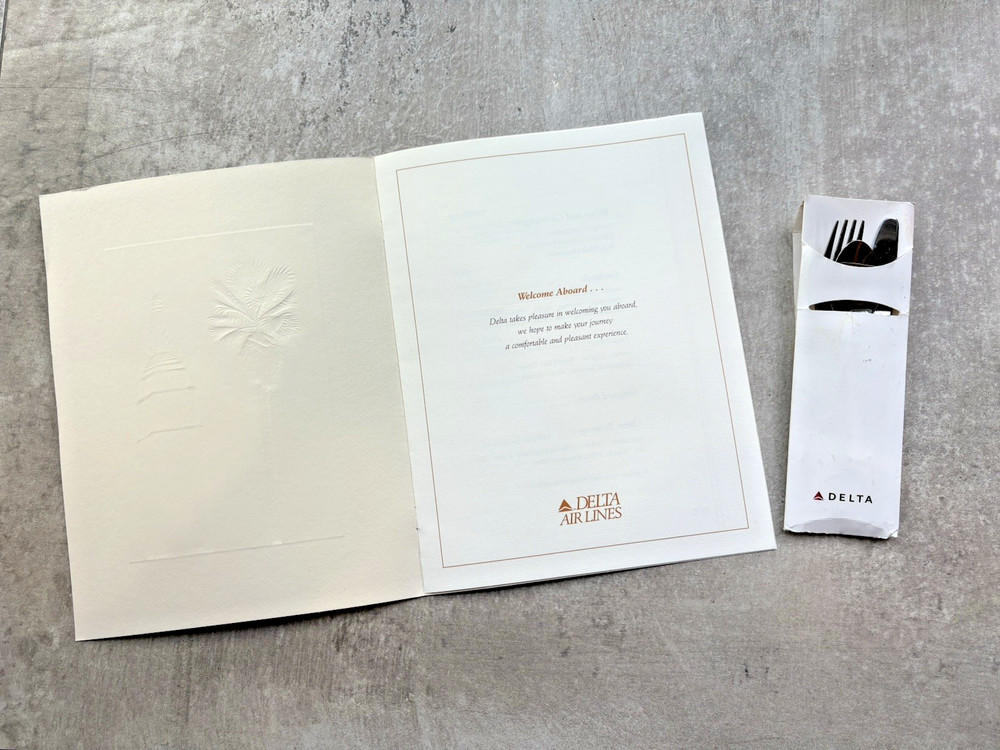 Delta Airlines Silverware Set and Menu