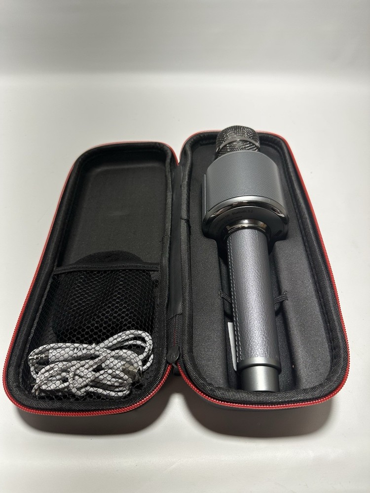 Wireless Bluetooth Karaoke Microphone 10H Playback Gray
