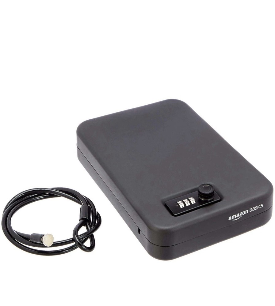 Amazon Basics Portable Security Case Lock Box Safe with Large, Black