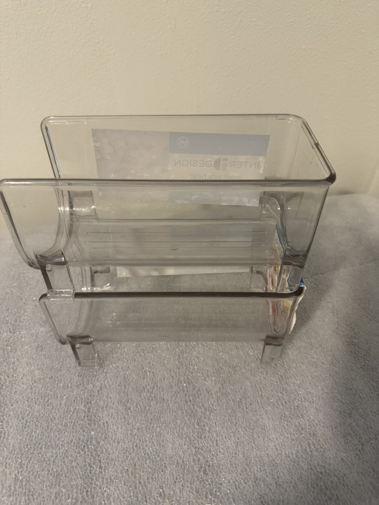 Inter Design Wine Holder Container Plastic Clear Set Of 2 Bottles Kitchen