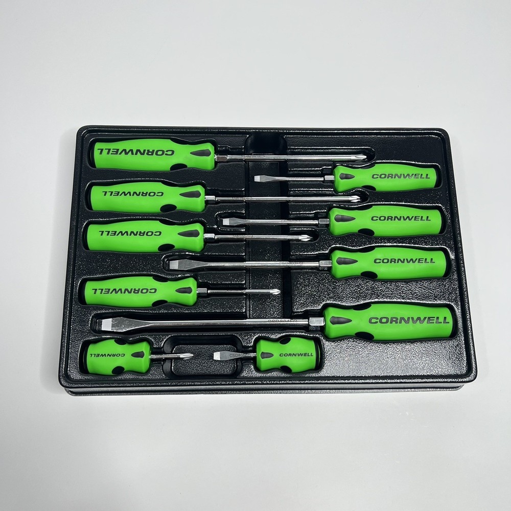 New Cornwell Tools 10pc Screwdriver Set CSD810SG Green