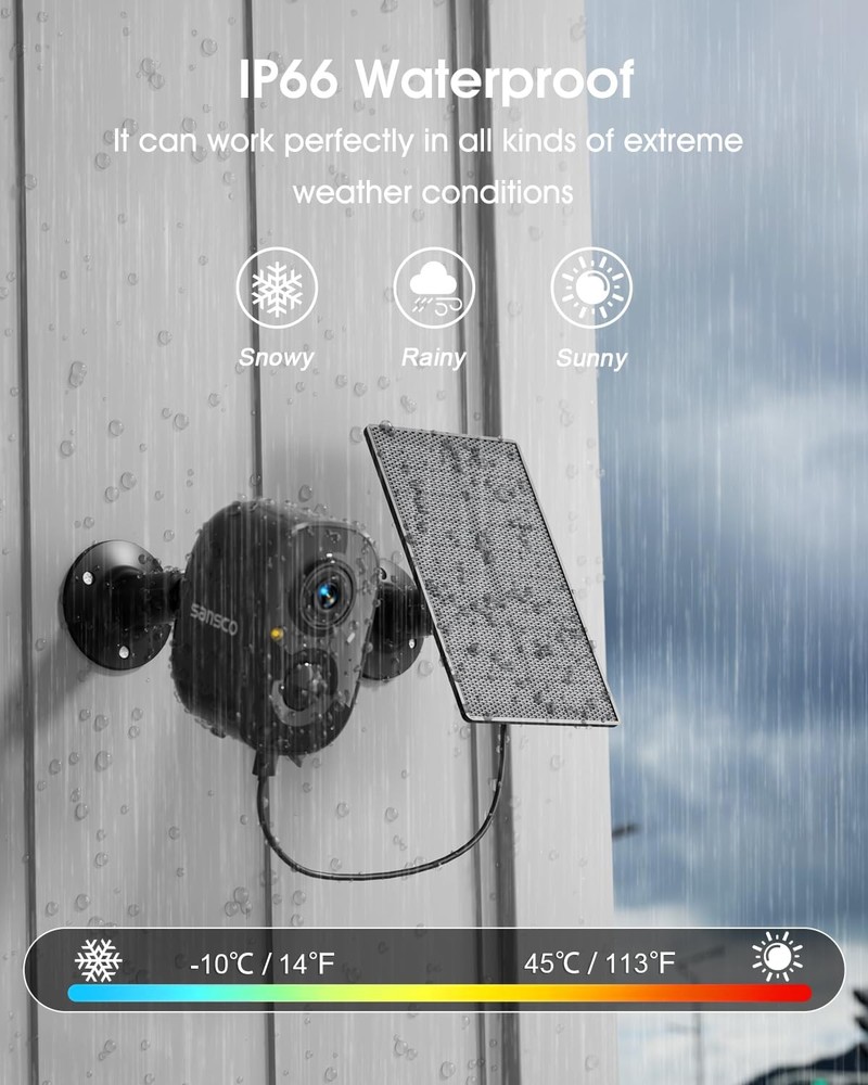 4CH 2K Wireless Security Cameras System with Touch Screen, 4X Solar-Powered 4...