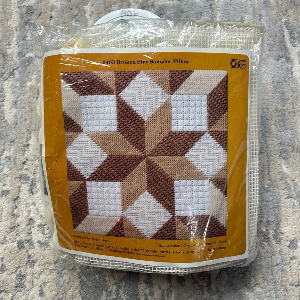The Creative Circle Broken Star sampler Pillow Kit 1983 Cross Stitch
