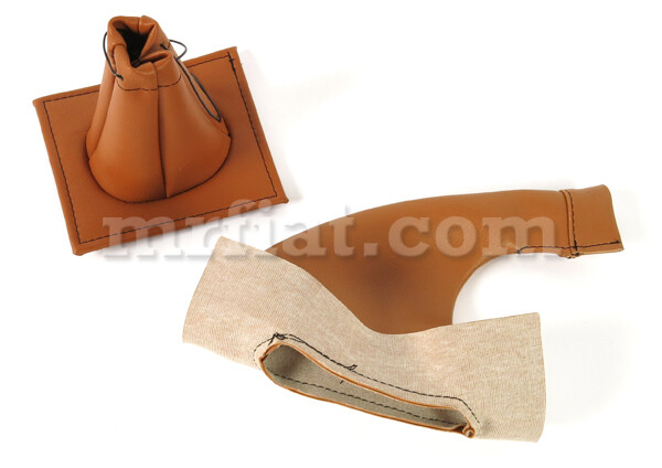 Fiat 500 Gearshift Lever Handbrake Boot Set Brown New