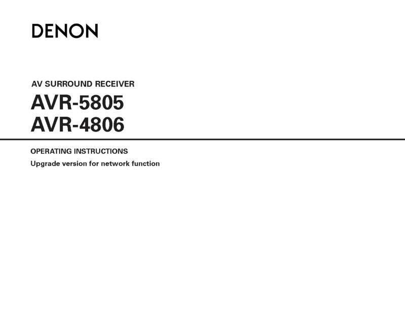 Denon AVR-5808 AV Receiver Owners Manual