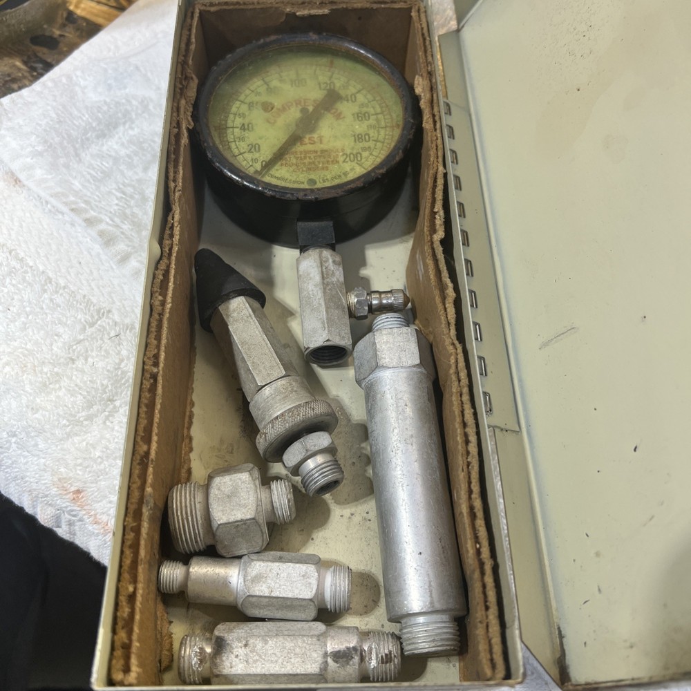 Vintage Compression Tester With Metal Box And Accessories