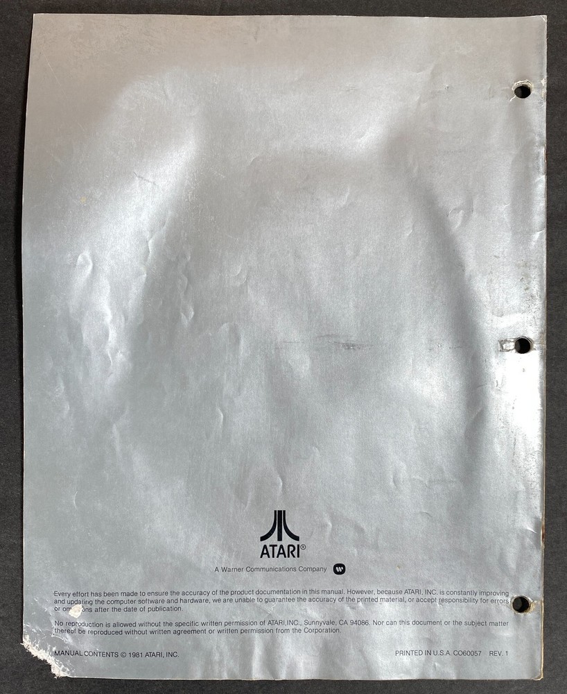 Vintage ATARI 800 Home Computer Owner's Guide User Manual 1981