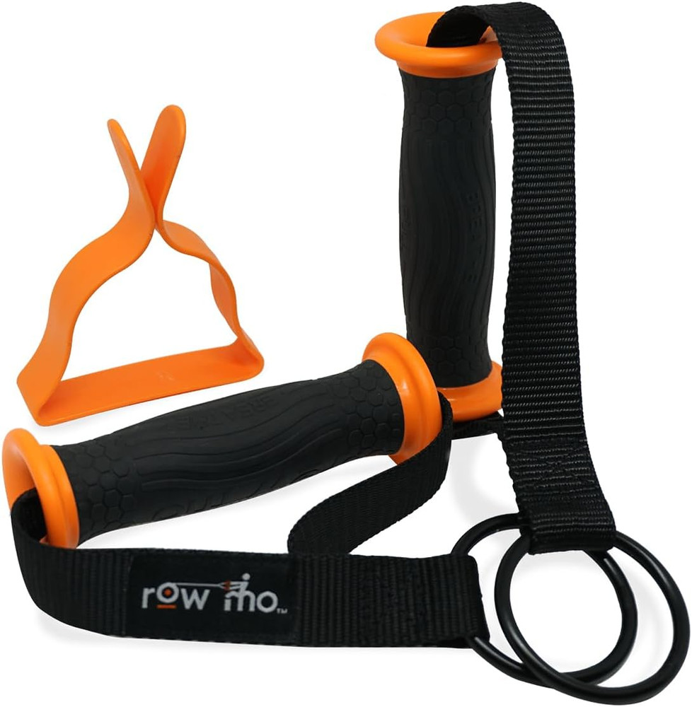Grip System for Concept 2 Rowing Machine, Ergonomic Handles with Straps, Black a