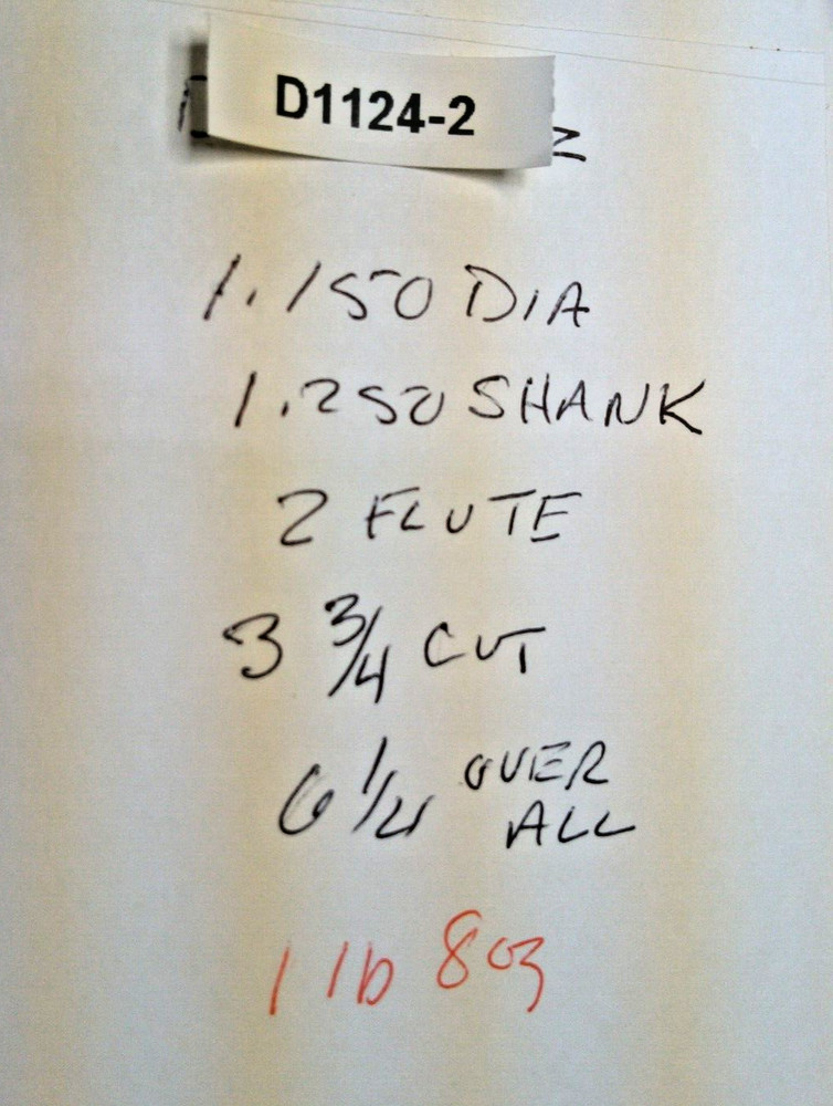 1.250" 2 FLUTE END MILL D1124-2 B5
