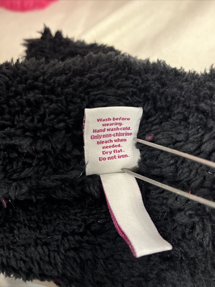 So Pink & Black Polyester Faux Fur Mittens Size Small