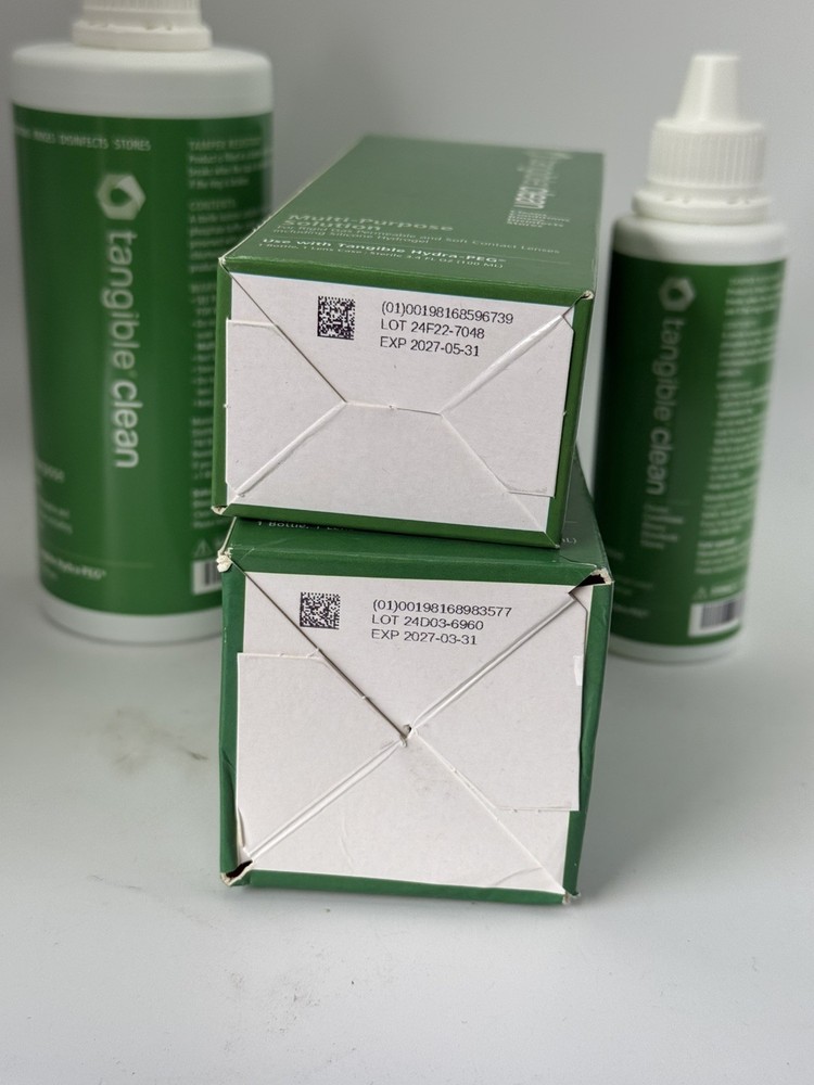 2x Tangible Clean Multi-Purpose Lens Solution Scleral /Gas Permeable 12oz& 3.4oz