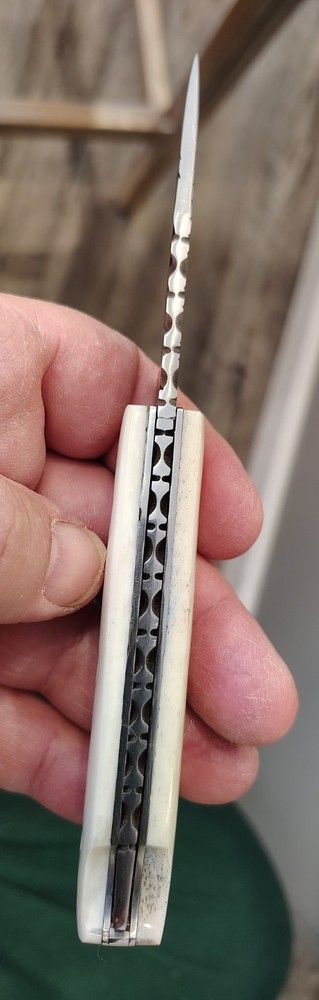 Handmade, Ground From A Rasp, Lock Back knife,Bone Handle,file worked,Unique ⚔️