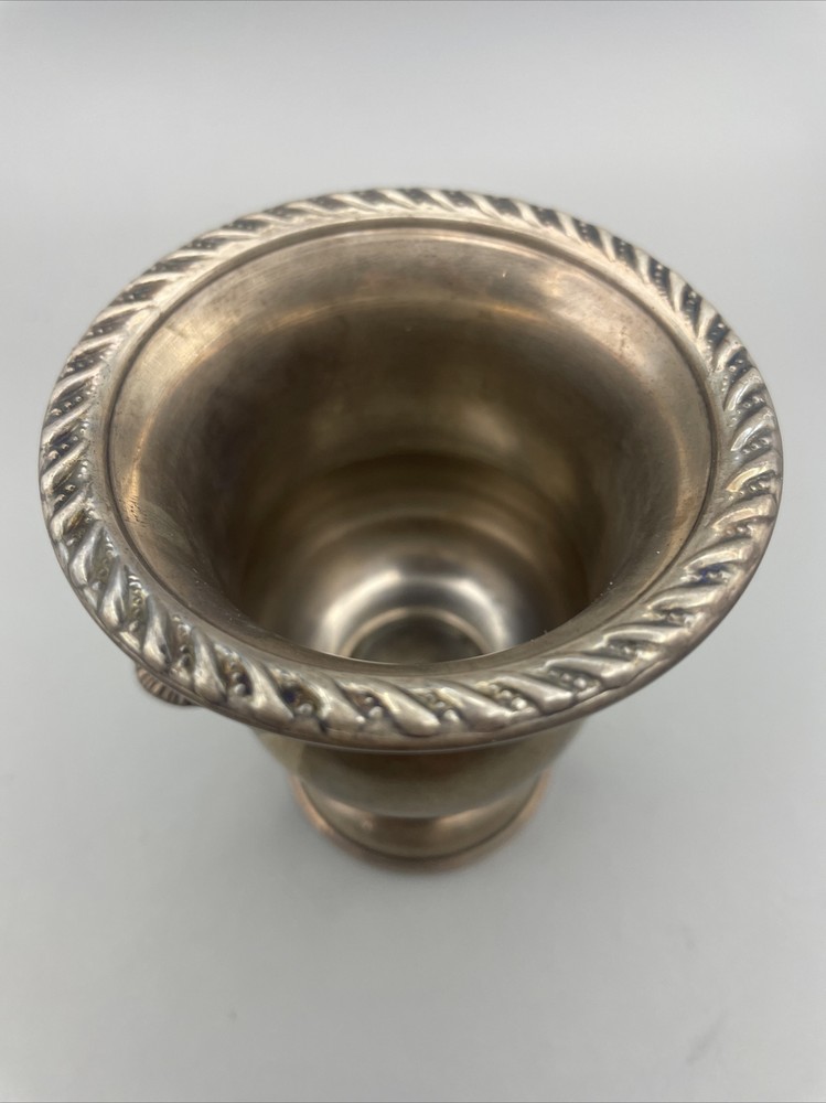 SOLID STERLING SILVER MINI VASE URN TOOTHPICK HOLDER DOUBLE HANDLE, 3 1/4”