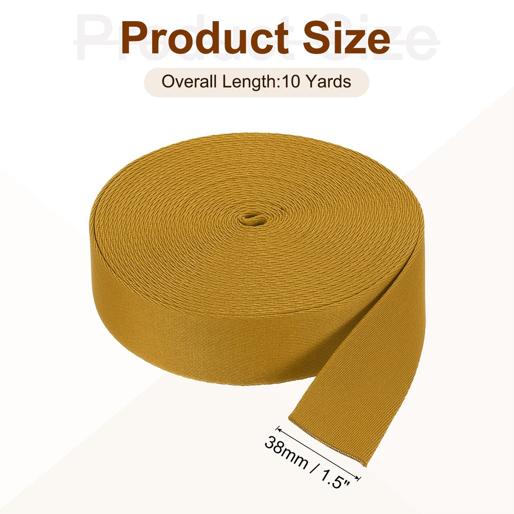10 Yards Nylon Webbing Strap, 1 3/8-inch Bag Flat Webbing Straps, Deep Yellow