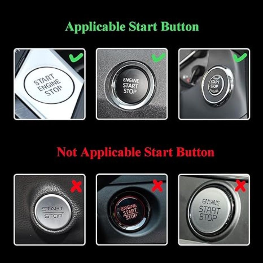 Car Engine Start Stop Button Ring, Pink Crown Push Start Button Decor, Colorful