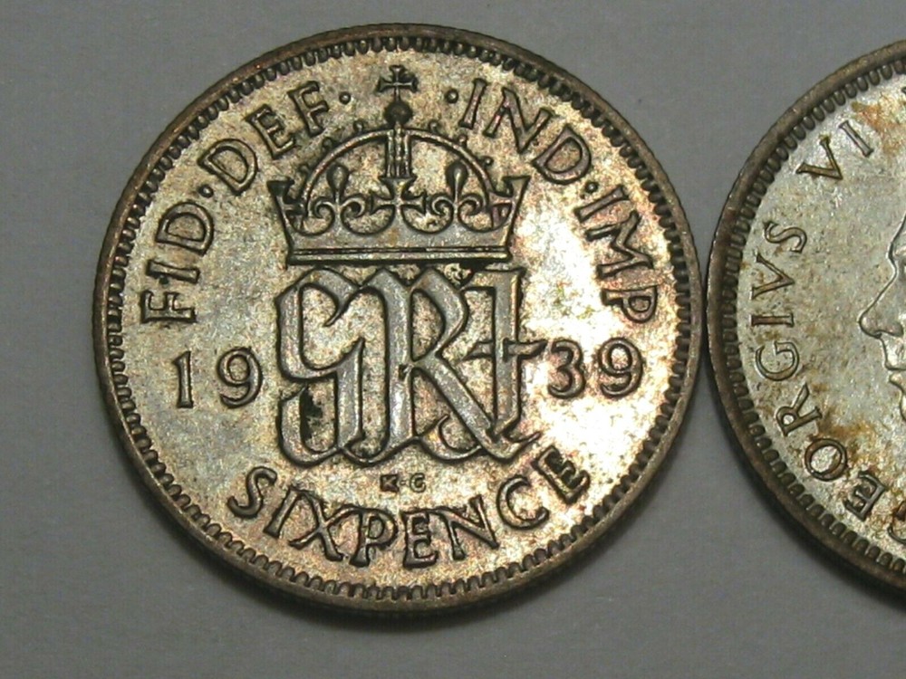 2 Unc Silver 6 Pence Great Britain Coins. #16