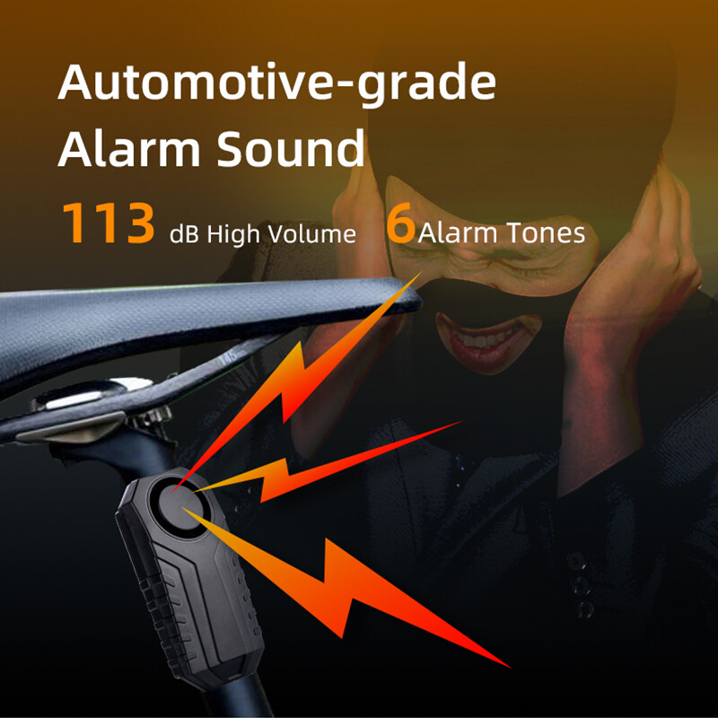 Bike Alarm, Remote Control, 113 dB, Loud, Adjustable Sensitivity, for Rolling
