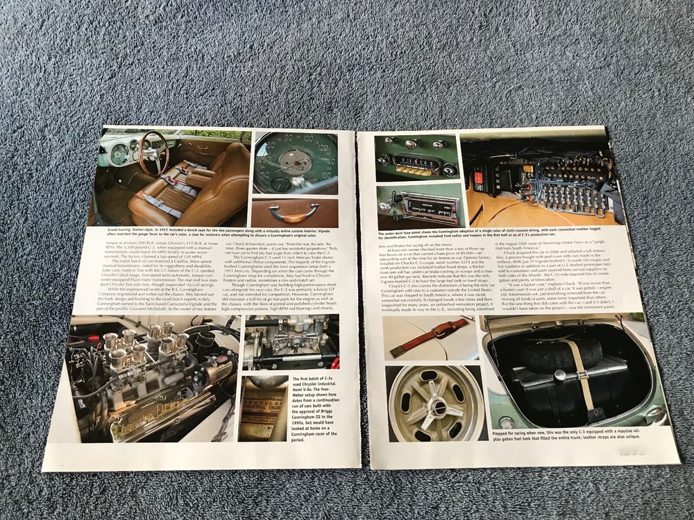 1952 Cunningham C-3 Drive Report Info Article "American Exotic"
