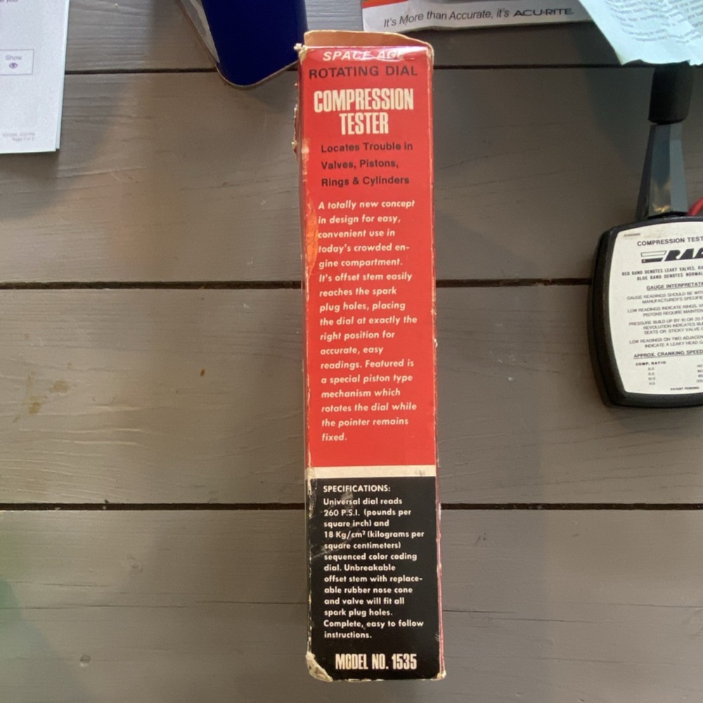RAC Model 1535 Compression Tester Vintage In Box
