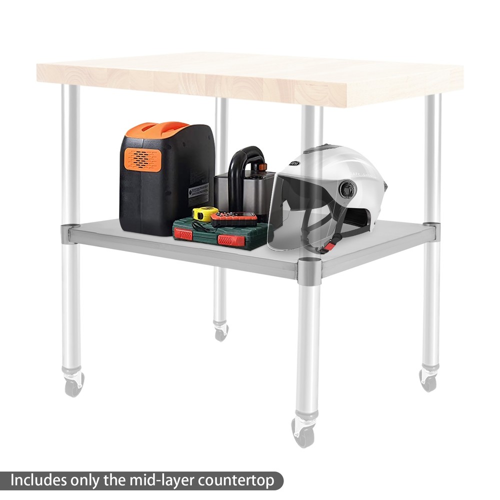 Adjustable Under Shelf for Work Tables Stainless Steel Lower Stand Multiuse Rack