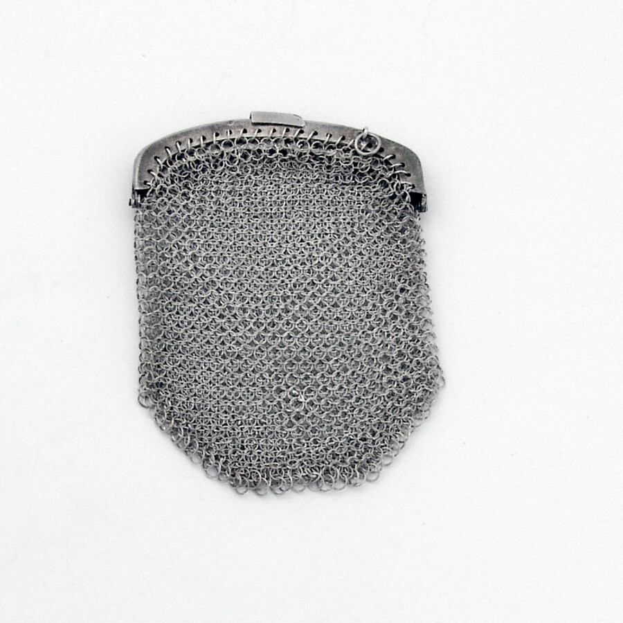 Chatelaine Double Compartment Mesh Purse Portuguese 833 Silver