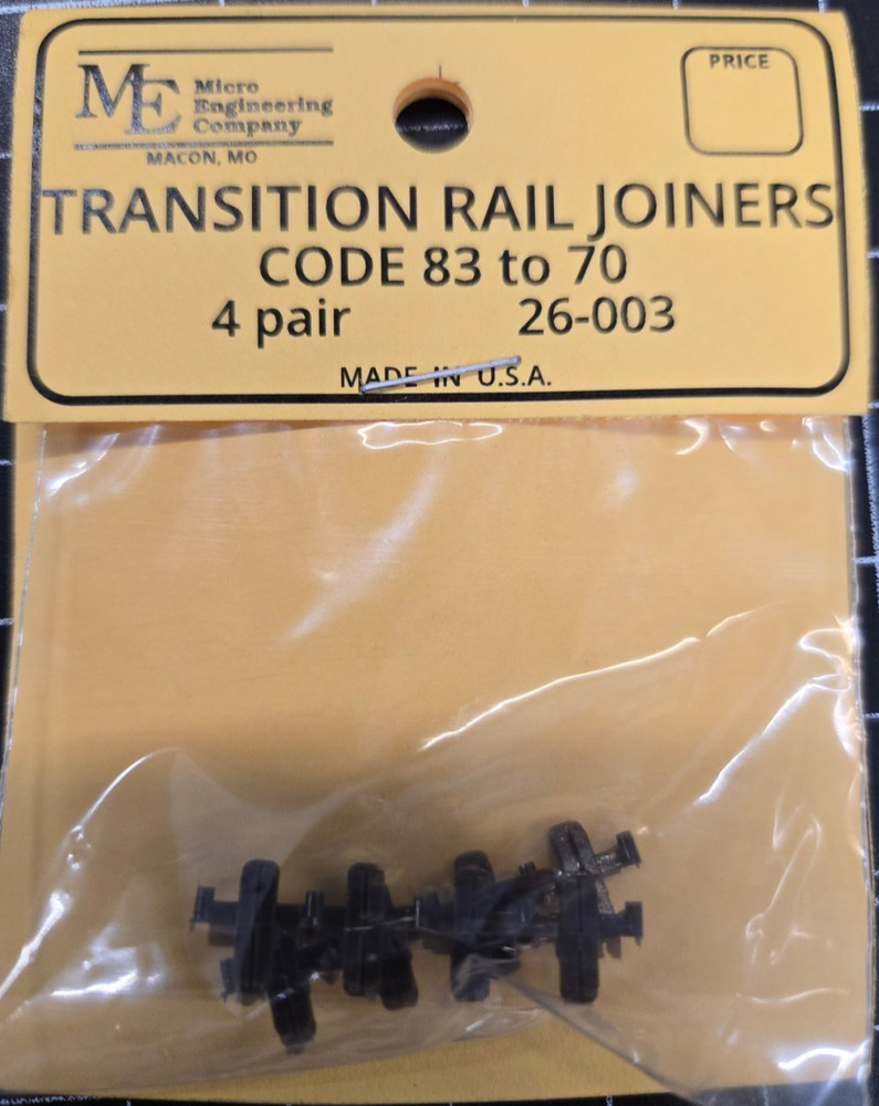 Micro Engineering 26-003 HO Plastic-Insulated Transition Rail Joiners pkg(8) Cod