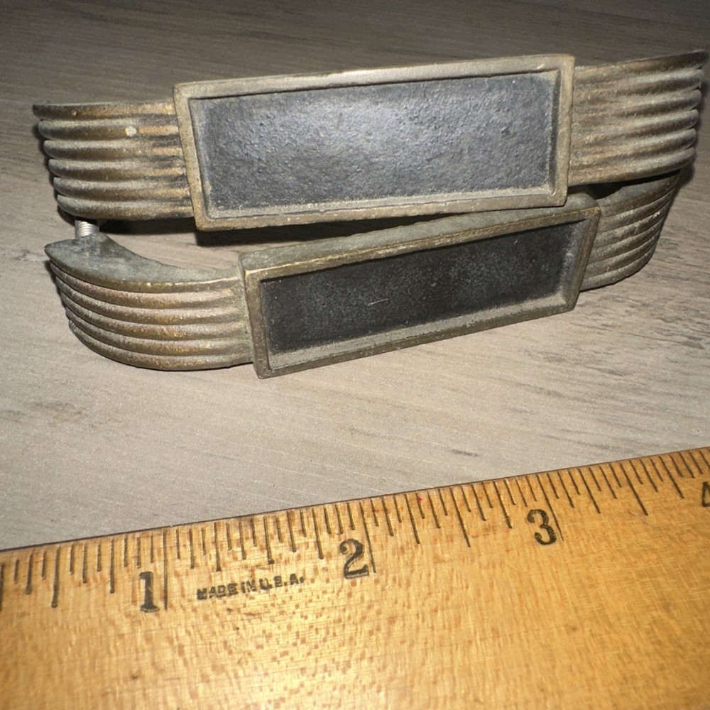 2 Brass Drawer Pulls Mid Century Vintage Pulls