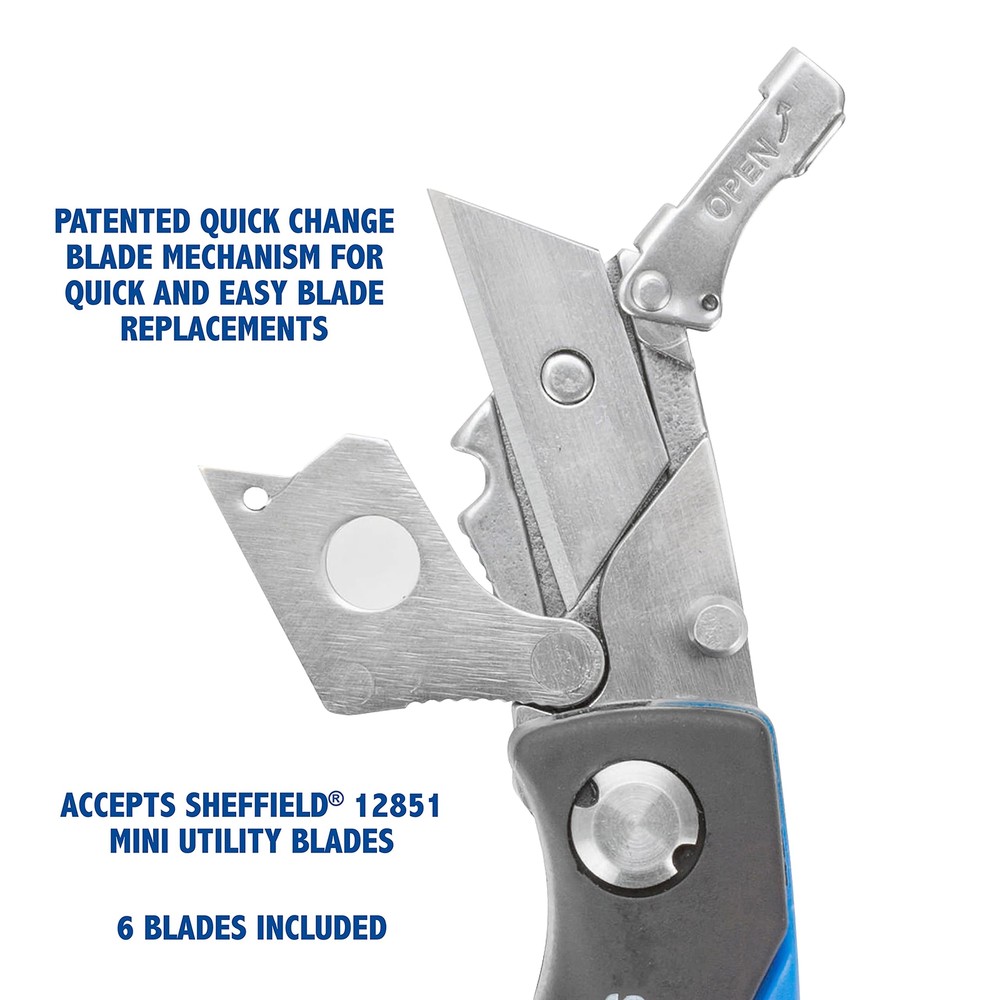 Sheffield 12125 Mini Folding Utility Knife Includes 6 Mini Blades Lightweight