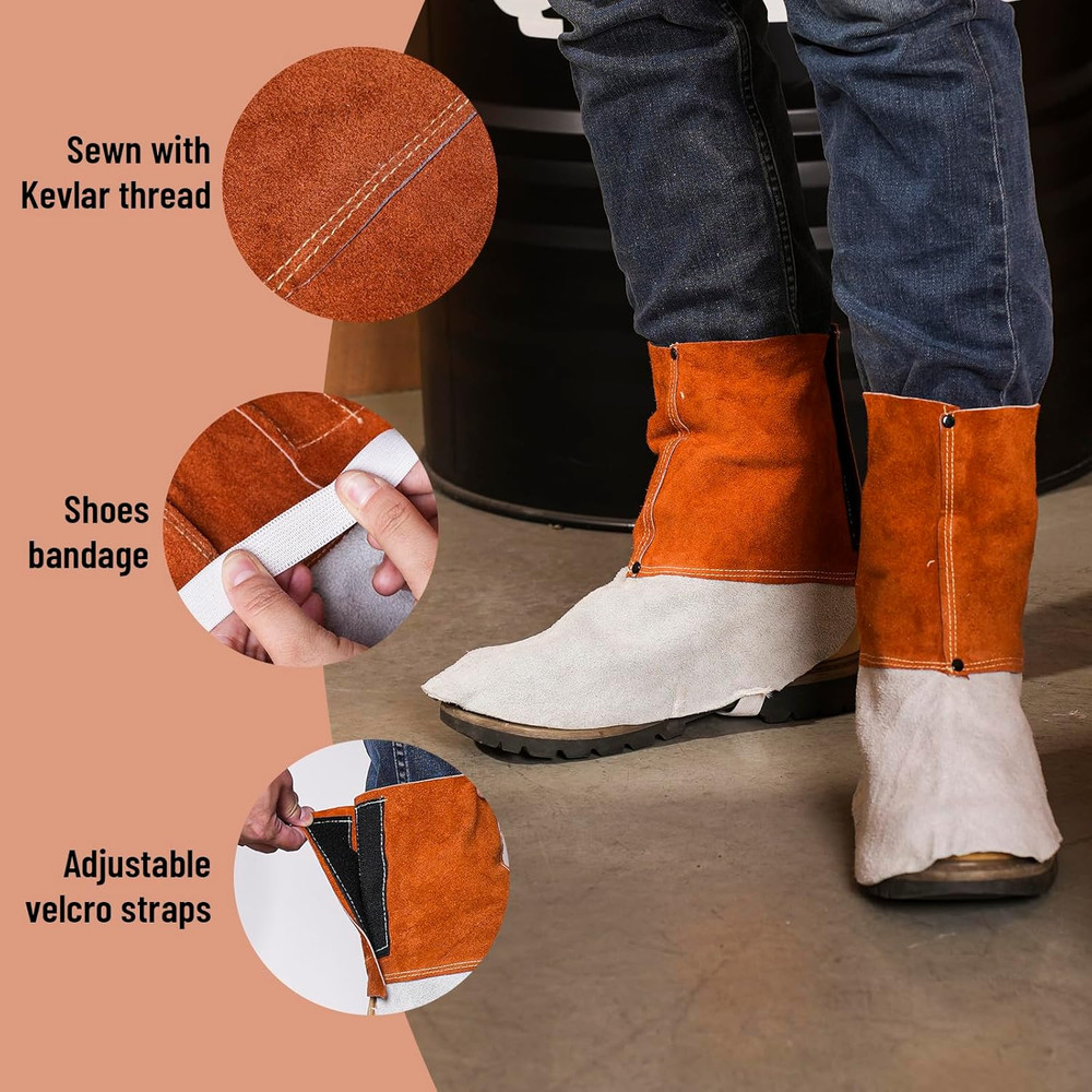 Leather Welding Spats - Welding Boot Covers, 1 Pair