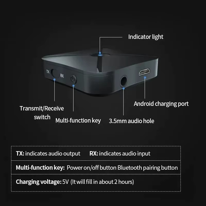 2in1 Bluetooth Transmitter Receiver Wireless Adapter TV Home Stereo A2DP Audio
