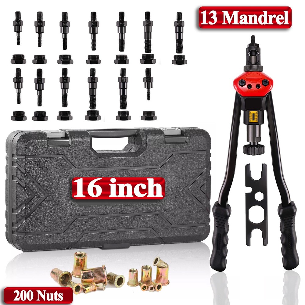 16" Rivet Nut Gun Kit Rivnut Setting Tools Nut Setter Tool Hand Blind Riveter US