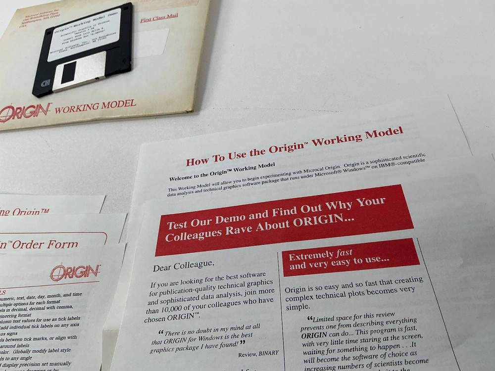 Microcal Software Origin Computer Model Demo Verson 3.5” Disks New Open Box