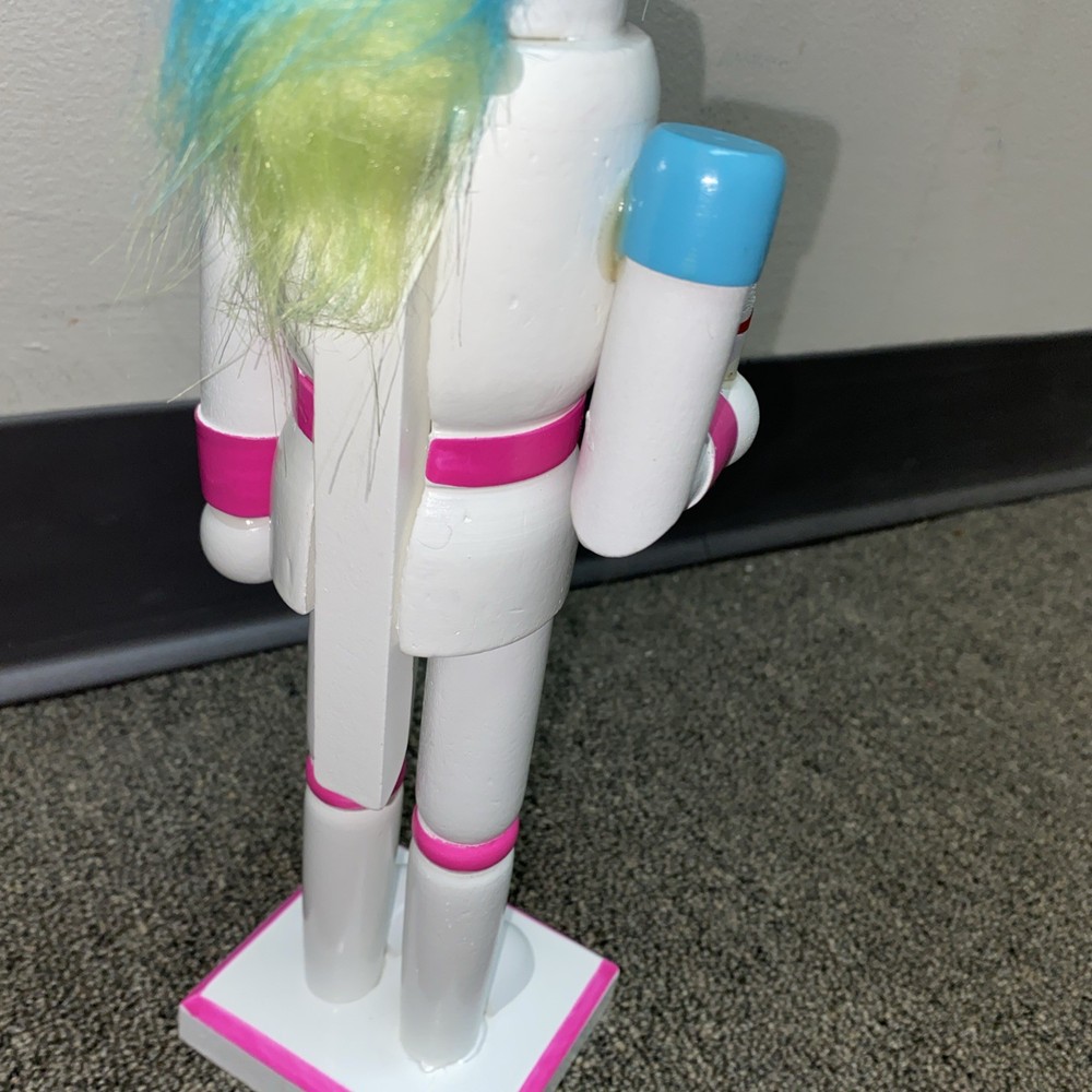 UNICORN Nutcracker Candy Cane PINK 13” Tall