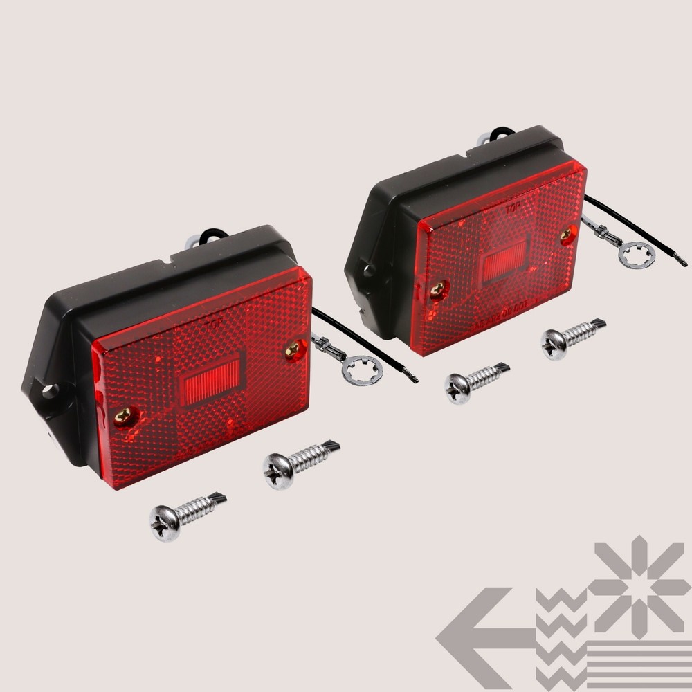 2pc DOT Surface Mount Red LED Side Marker Light Utility Boat Trailers Over 80